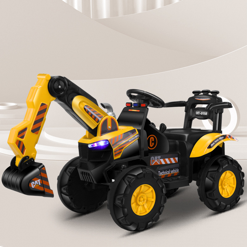 儿童电动挖掘机玩具车 1-6岁可坐人男孩遥控电动工程车挖土玩具车