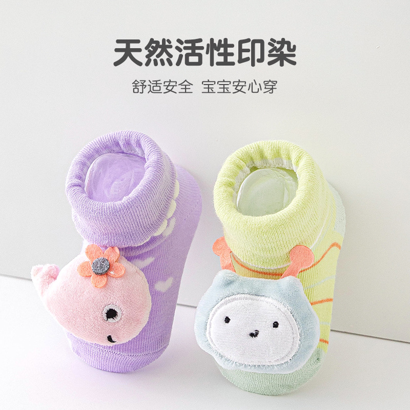 婴儿地板袜秋冬点胶防滑新生儿袜子0-9个月公仔宝宝卡通亲子装产品图