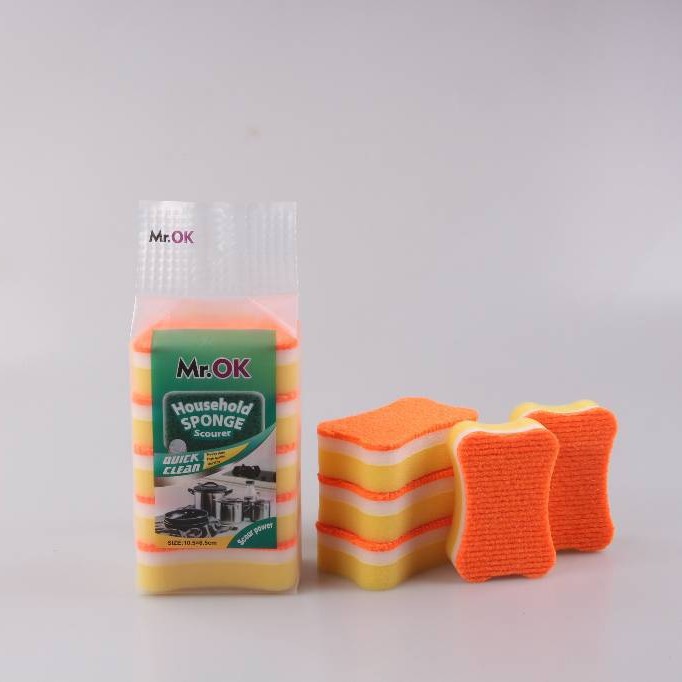 Mr.OK factory direct supply sponge scouring pads, double-sided cleaning sponges, kitchen cleaning sponges, dishwashing sponges, pot scrubbing sponges