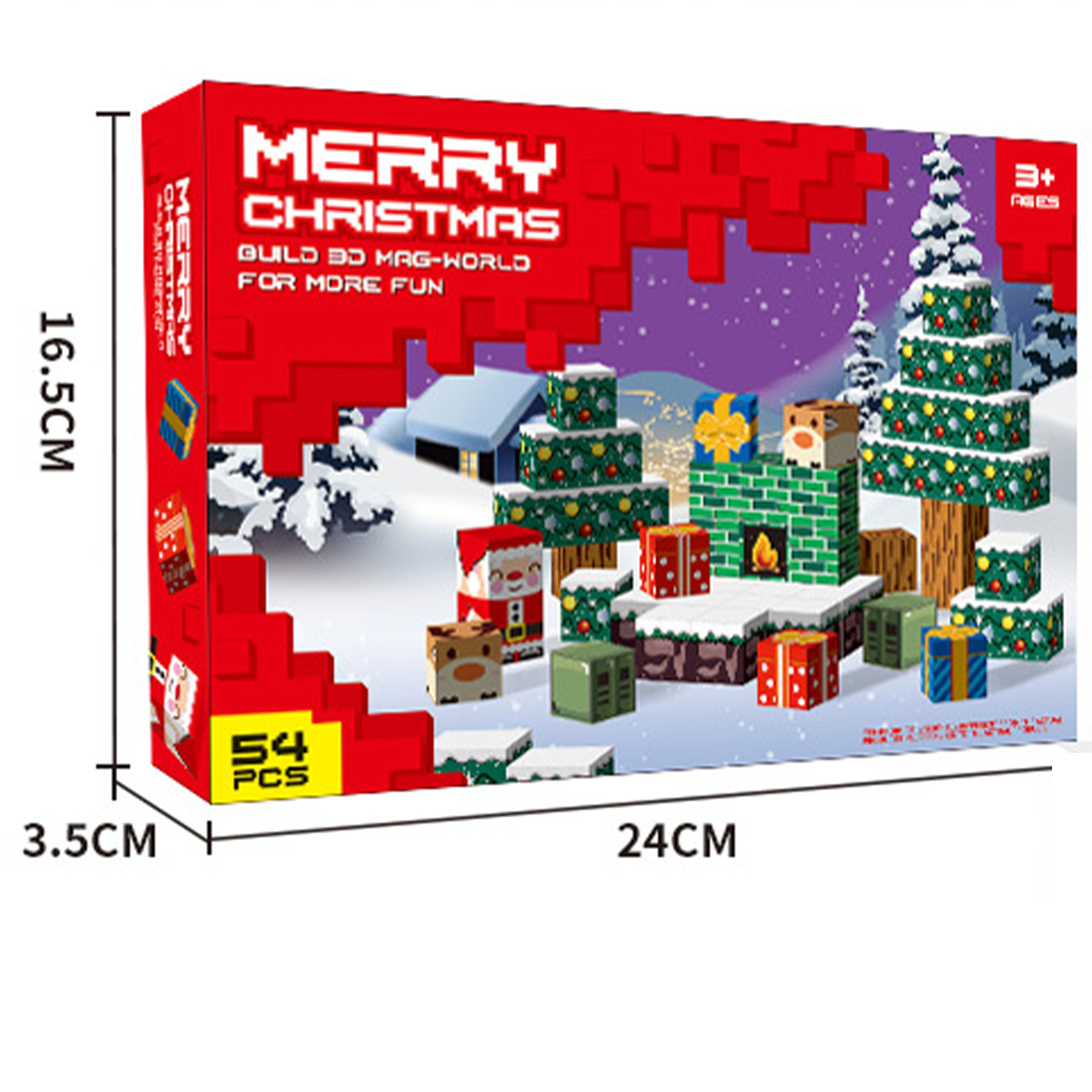 Magnetic Christmas Block Children's Assembly Puzzle Building Blocks 1: Four-Square Space Three-dimensional Thinking Magnetic Upright Cross-border Application Scenario