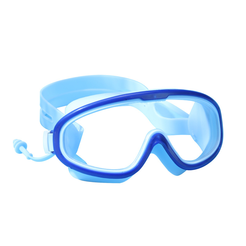 Adult large-frame swimming goggles, waterproof and anti-fog high-definition swimming glasses, one-piece earplugs, silicone children's swimming goggles wholesale Item Picture