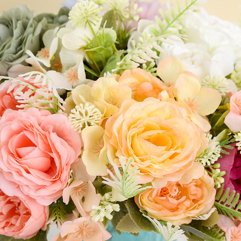 仿真5头牡丹绣球假花批发色彩甜心糖果绣球花婚礼家居装饰布景产品图