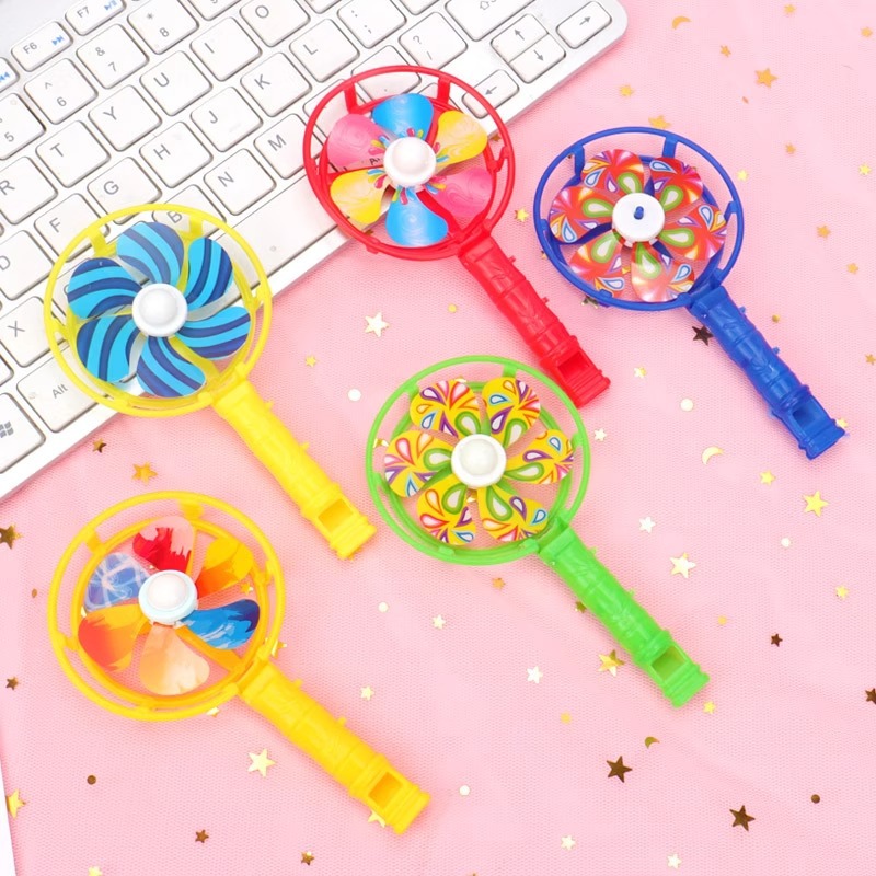 Single packaging kindergarten gifts, candy-colored whistles, windmills, new windmill small toys wholesale, cheering props details Picture