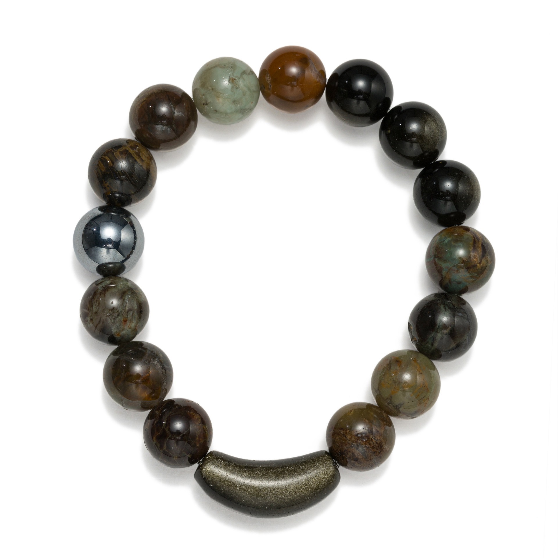 Curvo de piedra natural jinyao blue gold mancuernas de mano para hombres y mujeres de alto nivel sentido de diseño sentido pulsera de cuentas turquesa perlas de cristal details Picture