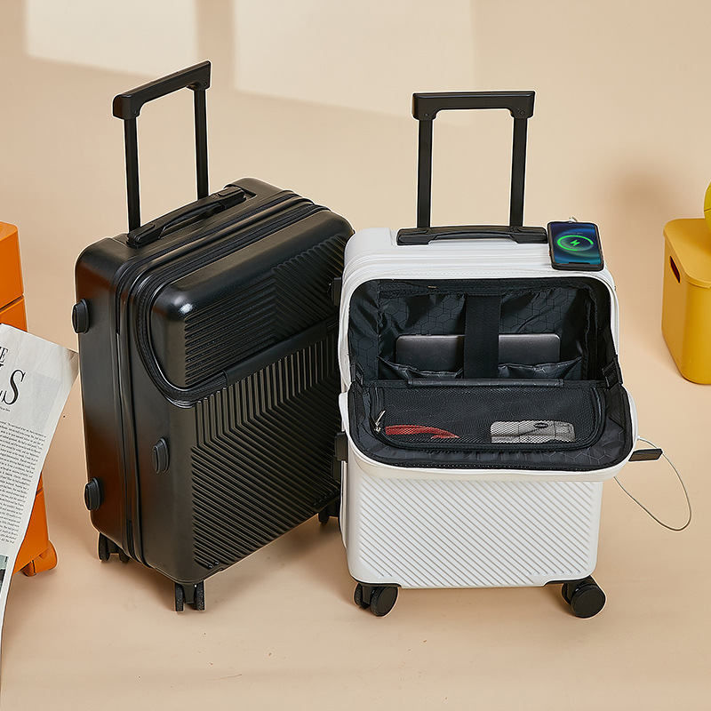 Suitcase 2025 New model multi-functional large-capacity front opening silent swivel wheel boarding password box, trolley case for women details Picture