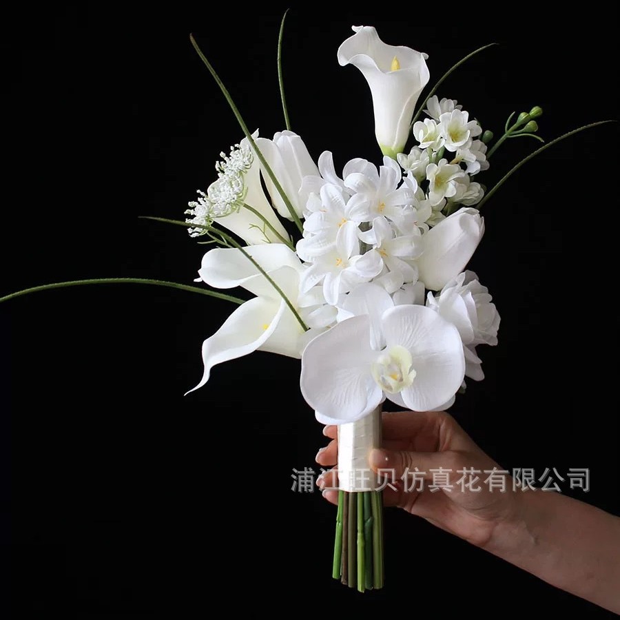 仿真花白色风信子马蹄莲新娘拍照手捧花影楼摄影婚纱照旅拍领证花