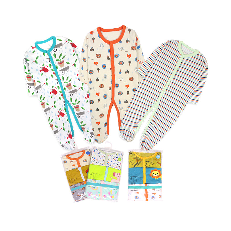 Factory export wholesale of baby clothes, spring and autumn foot coverings, one-piece suits, long-sleeved thick crawling suits, and children's clothing for boys and girls Item Picture