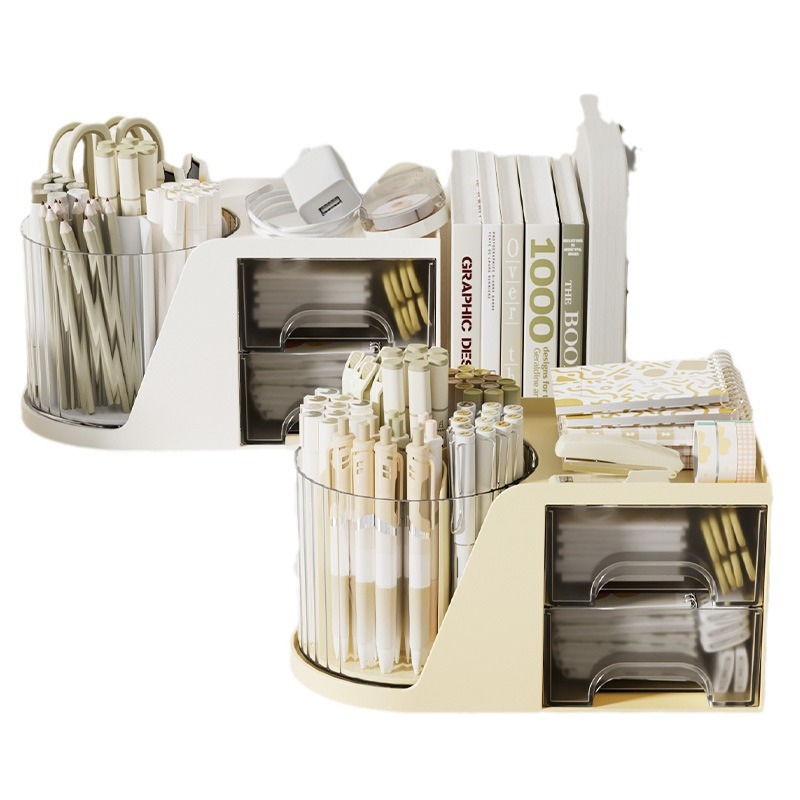 Desktop storage box, rotating makeup brush storage cylinder, cosmetics countertop, dressing table, lipstick and eyeshadow pen holder, storage rack Item Picture