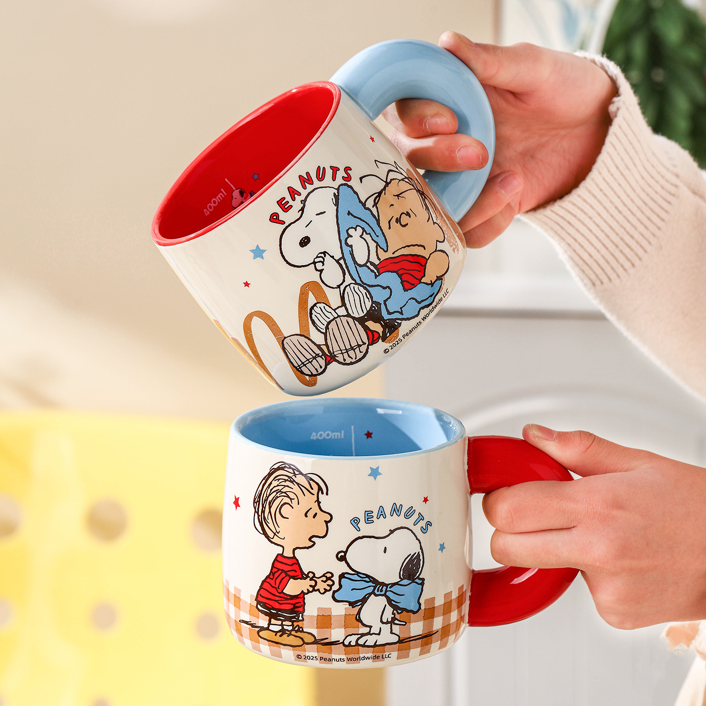 Snoopy Abebe's cute ceramic thick handle pair cup with high appearance level birthday gift office coffee cup new product Specification image