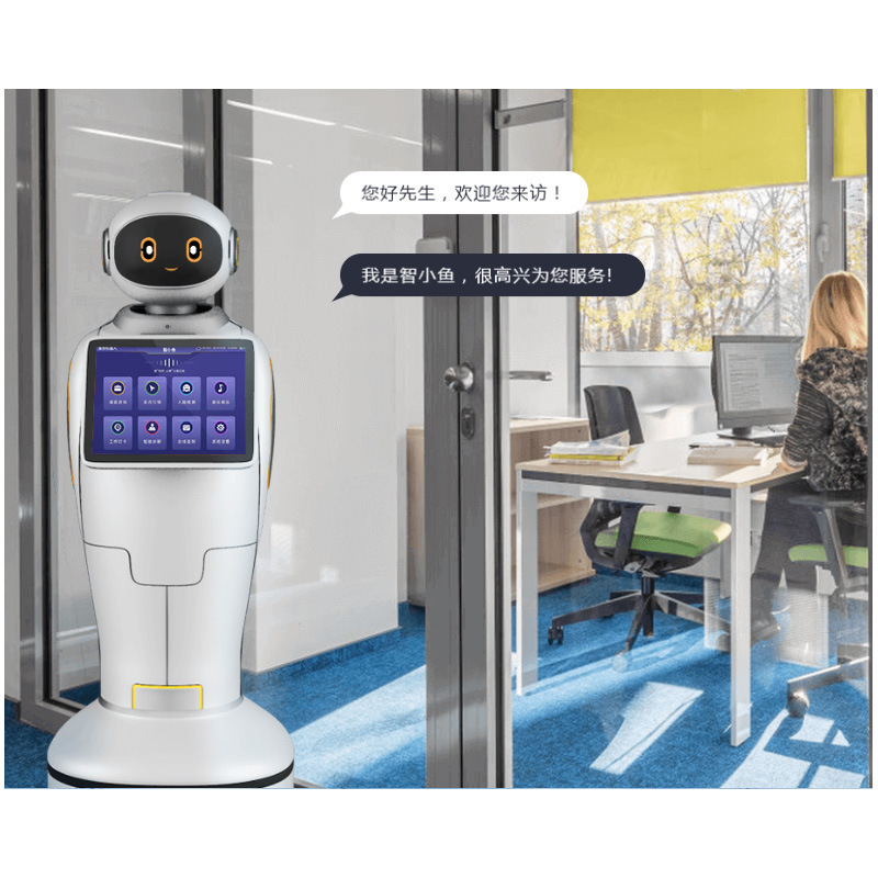 The intelligent service reception, welcoming and explanation robot in the Red Sun Technology Government Affairs and Taxation Hall exhibition Hall can take the elevator to guide interaction and communication Specification image
