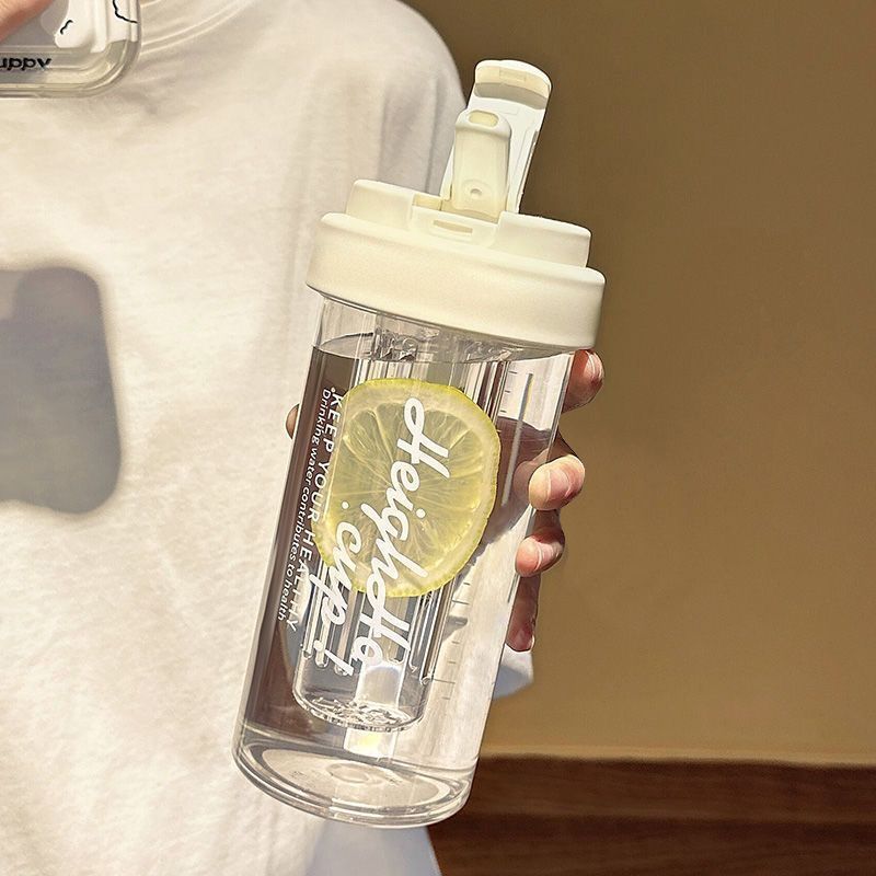 High appearance level high-temperature resistant water cup for girls, new straw cup, portable tea-water separation plastic water cup for male and female students details Picture