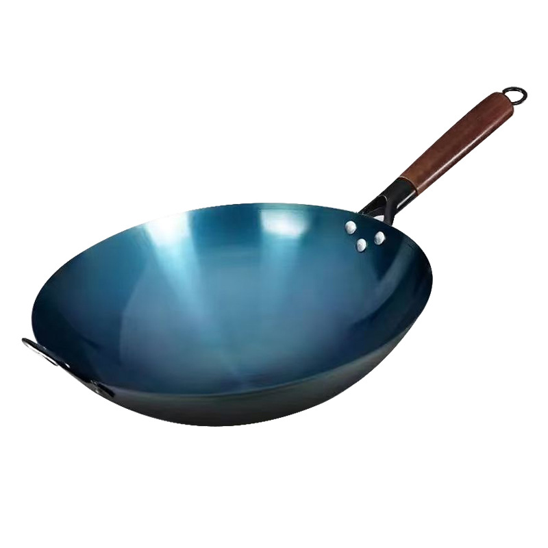 Traditional old-fashioned household cooking wok, round bottom iron wok, non-stick wok, once the wok is cooked, it has no coating and no need to cook Item Picture