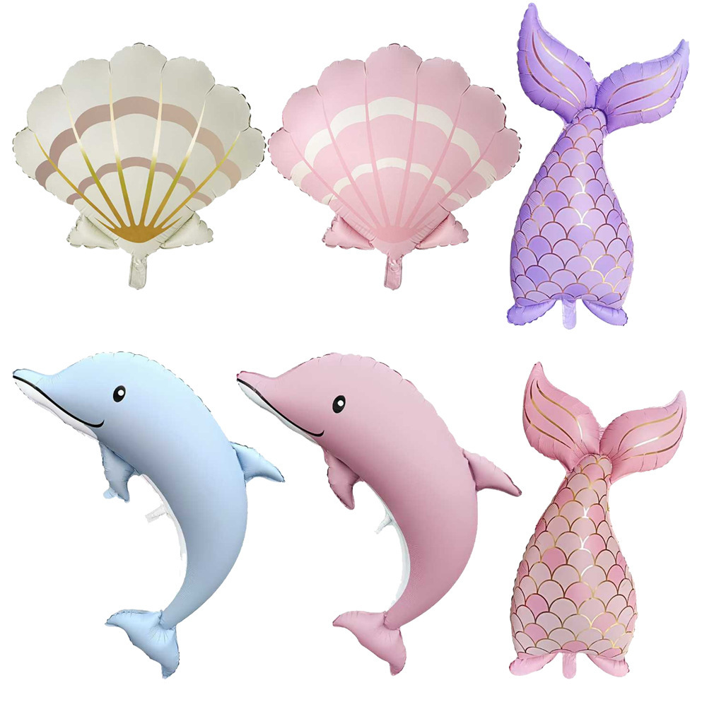 跨境儿童卡通热卖海豚气球鲸鱼铝膜生日派对布置海洋动物装饰