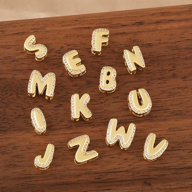 Honglu's best-selling 18k copper-plated 3D zircon cute balloon bubble 26-letter English letter pendant diy necklace full figure