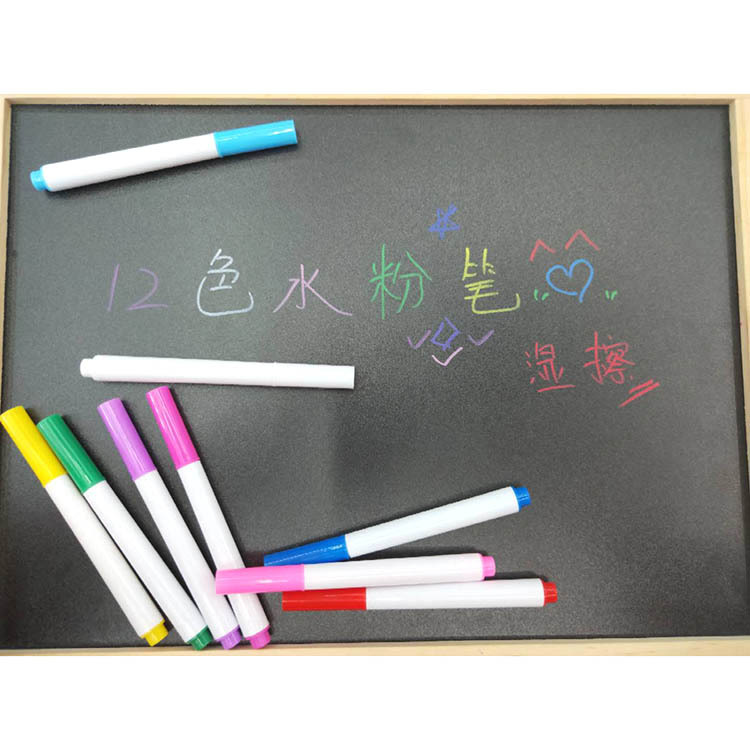 Qianhui dust-free water-soluble chalk liquid lamp board pen Fluorescent board white children's blackboard 12-color erasable water chalk Specification image