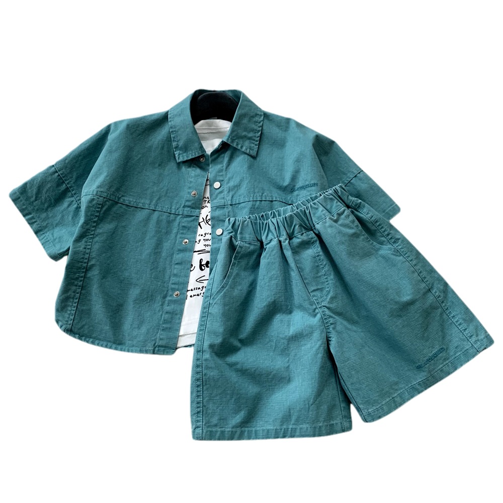 Boys' summer suit, cool and stylish baby short-sleeved shirt, Korean-style shorts, children's thin clothes, 2025 new style two-piece set Item Picture