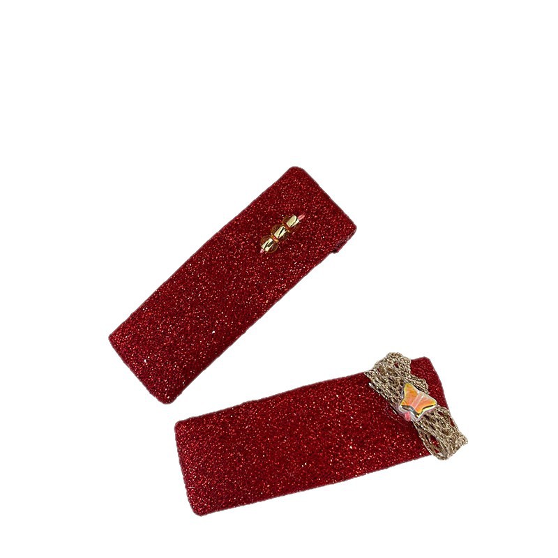 Ladies' red hair clips, headbands, straight clips, moissanite accessories, alloy clips, false hair accessories Item Picture