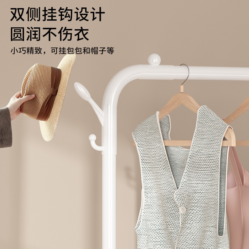 Shoe and hat integrated rack, floor-standing bedroom movable clothes hanger, hanging clothes hanger, indoor storage rack, movable storage rack Specification image