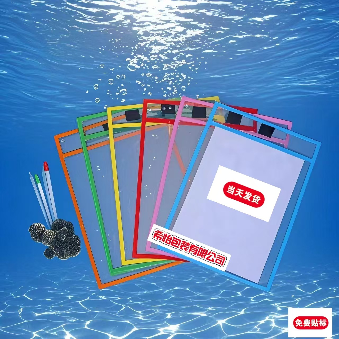 Colorful transparent folders, stationery storage, meeting bags, stationery decoration parts, audio equipment Application Scenario