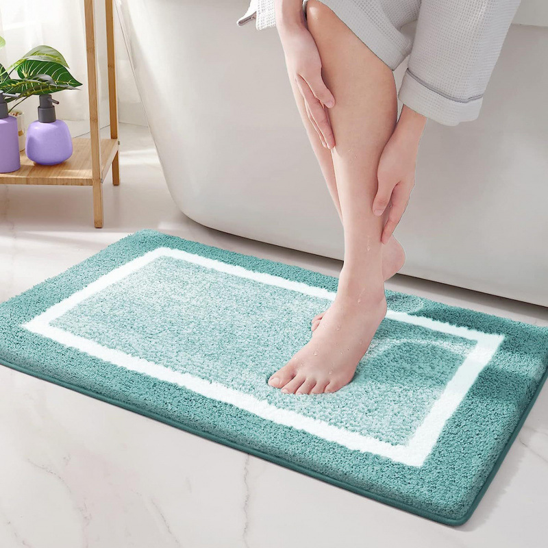 简约平面仿羊绒地毯浴室加厚垫吸水脚踏垫家用耐脏防滑卫生间地垫产品图