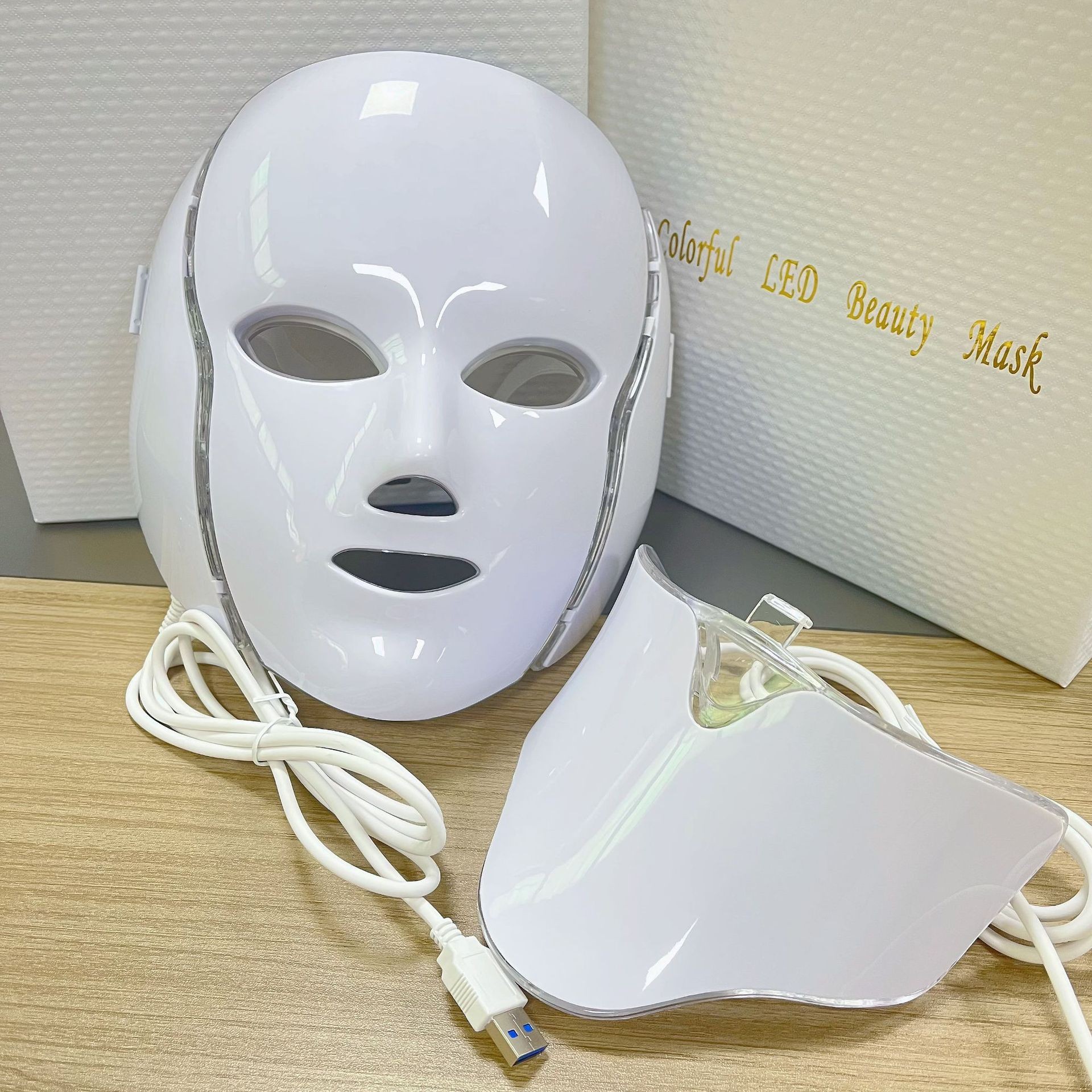 Cross-border seven-color beauty mask, photon skin rejuvenation, AI intelligent EMS spectrometer, home facial LED beauty mask Item Picture