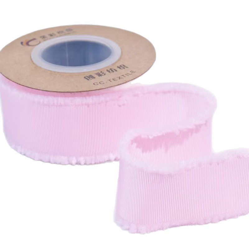 螺纹须边带厂家直销50码每卷服装玩具辅料手工蝴蝶结礼品包装丝带白底实物图