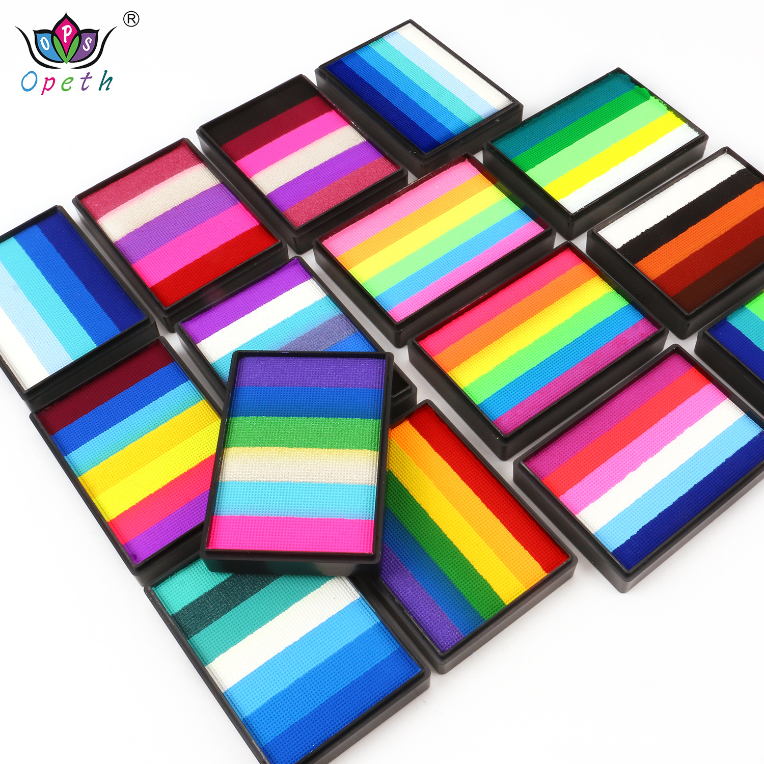 Children's body color painting, rainbow stripe face color, water-soluble face color, water-soluble makeup face color wholesale Item Picture