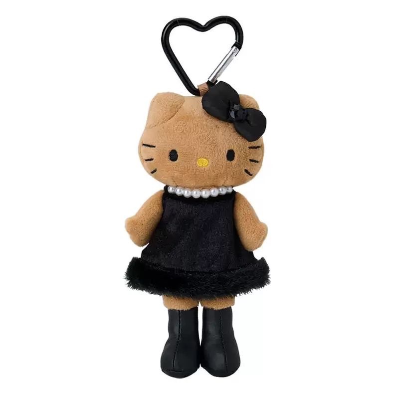 Black skin long-legged noble lady kitty bag pendant, plush doll doll, backpack pendant, heart buckle bag, keychain Item Picture