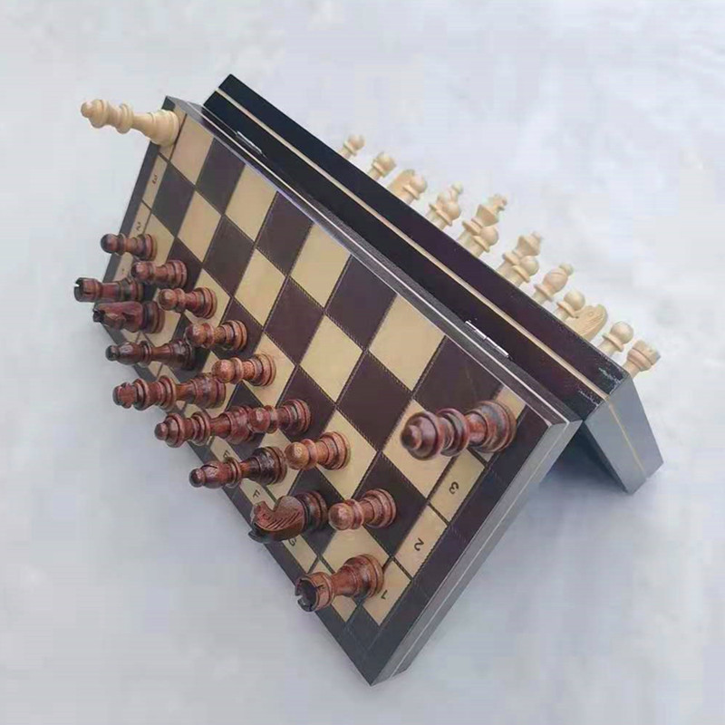 New solid wood chess magnetic 2-in-1 wooden chess, hot sale on Amazon, wholesale in stock, export wooden Specification image
