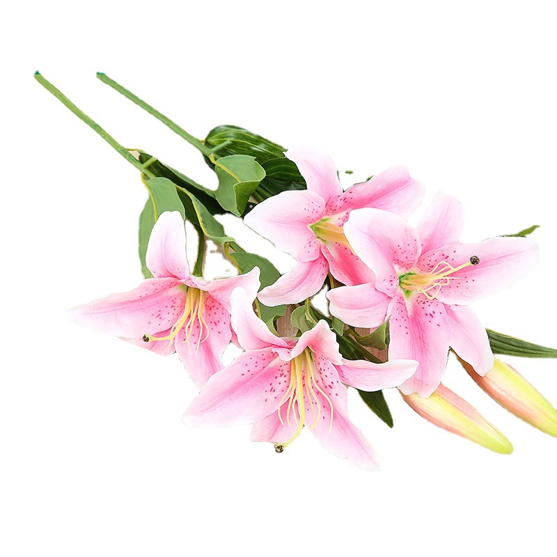 朵芙仿真百合花假花批发客厅餐厅玄关装饰花拍摄场景道具绢布花白底实物图