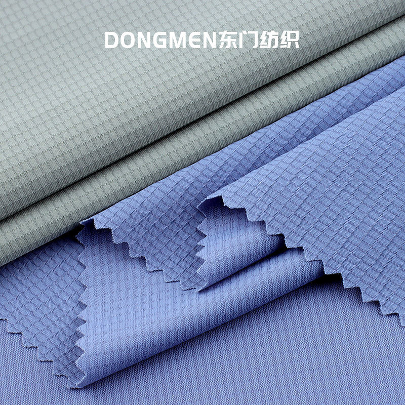 蓝色织物面料TLOO71小砖块 立体纹理柔软透气家居布料产品图