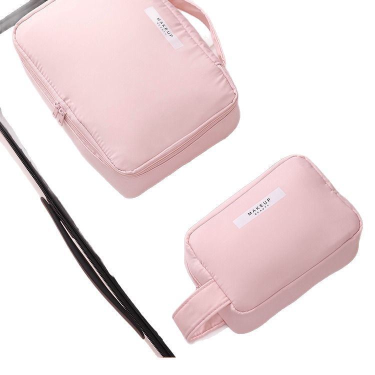 Wholesale of large-capacity, ins style, high appearance level, high-end feel, portable waterproof letter makeup bags for Internet celebrities Item Picture