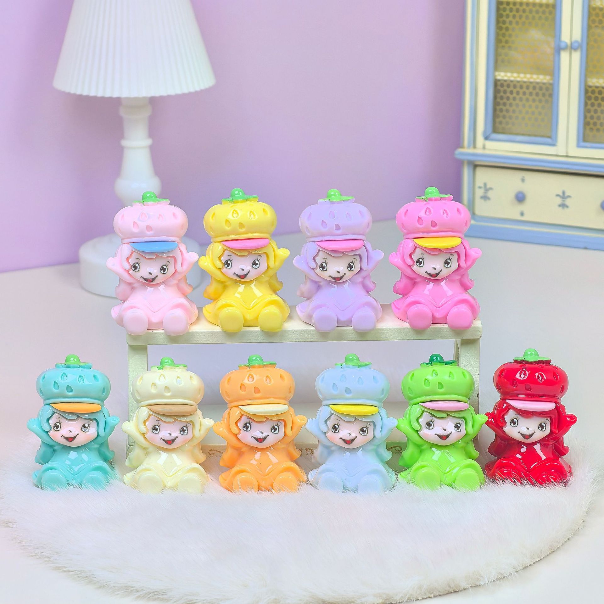 可爱草莓公主 diy饰品树脂配件摆件钥匙扣批发创意萌粒卡通盲袋潮