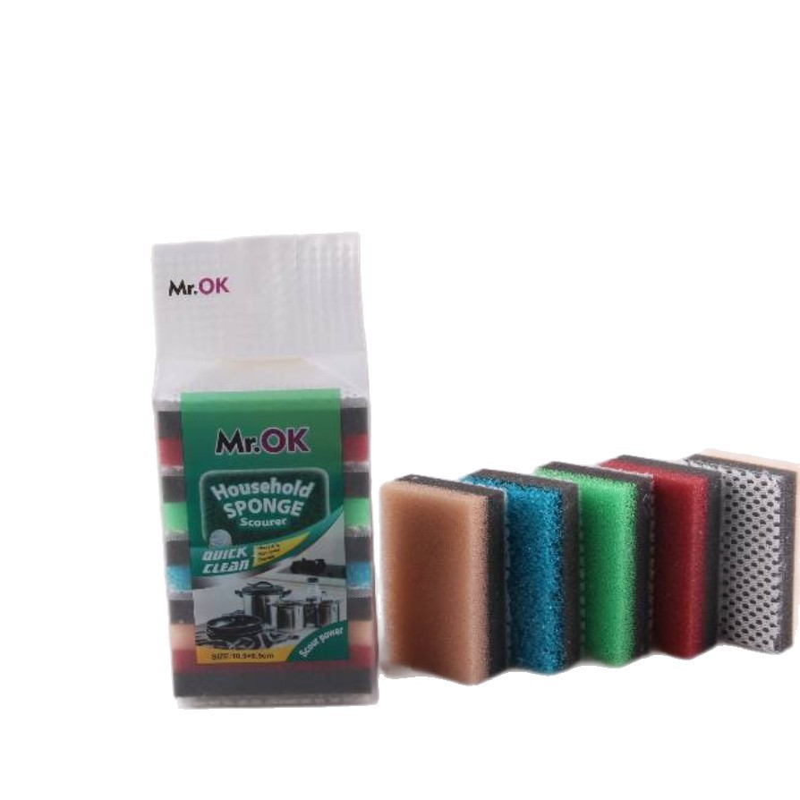 Mr.OK factory direct supply sponge scouring pads, double-sided cleaning sponges, kitchen cleaning sponges, dishwashing sponges, pot scrubbing sponges Item Picture
