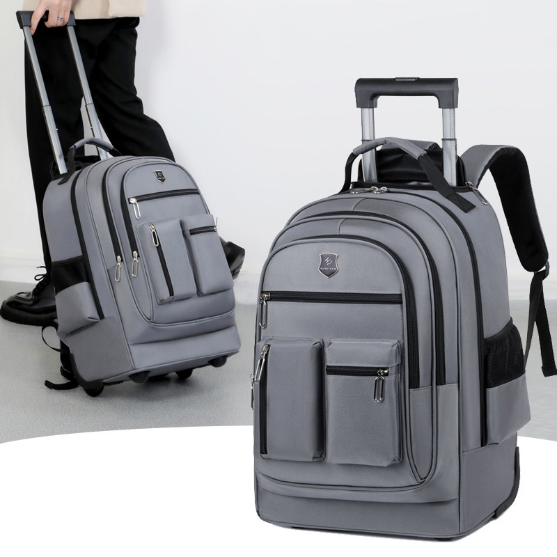 Large-capacity double-back handle bag for men's casual outdoor travel, Oxford fabric lightweight multi-compartment computer backpack details Picture