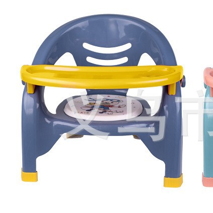 Cute and fun children's high chair, baby multi-functional children's chair, dining table backrest chair, baby plastic small stool with plates
