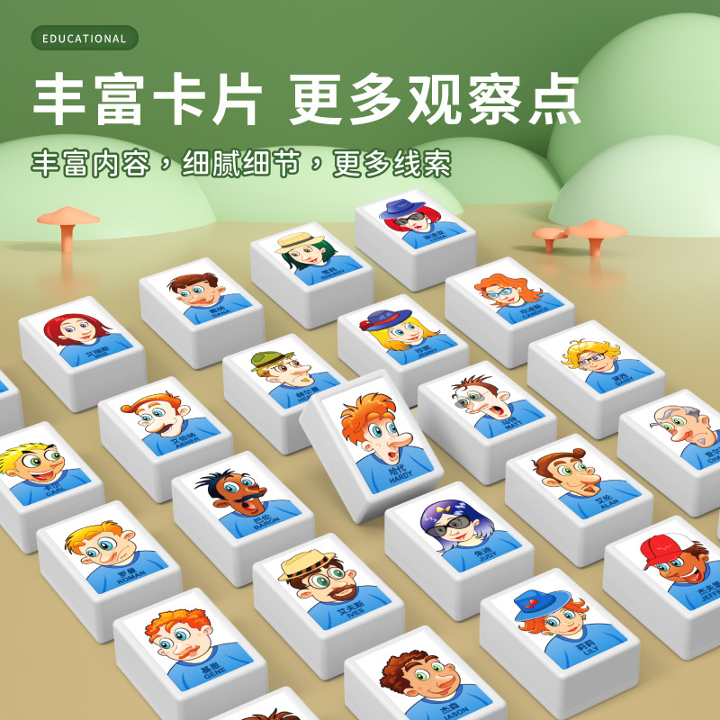 Guess Who I Am Board Game, Card Game, Children's Educational Tabletop Toy, Chessboard, Parent-Child Interactive Intelligence Specification drawing