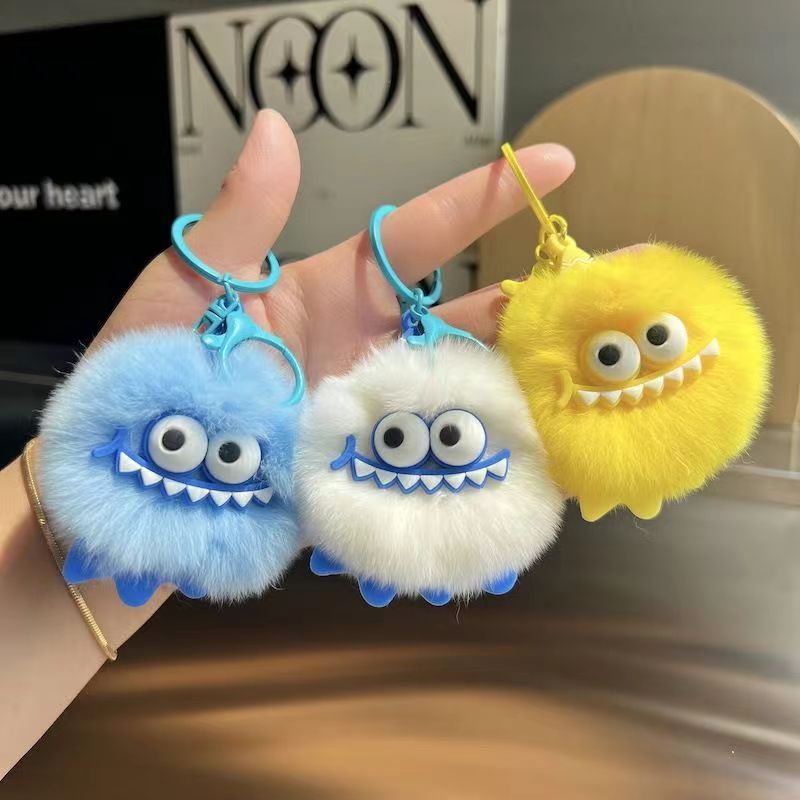 Cute little social anxiety imitation rex rabbit fur fur pendant, super cute plush toy keychain doll wholesale dinosaur pendant