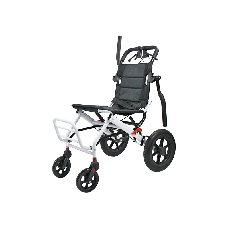 户外旅游老人专用轮椅车12寸大轮铝制便携残疾人代步手动推车定制白底实物图