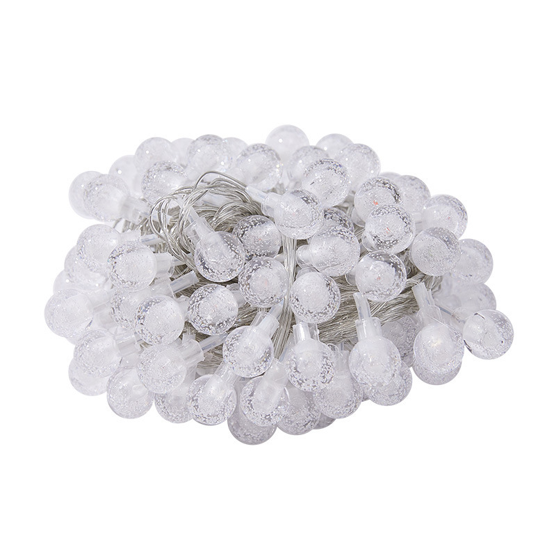 Cross-border LED color lights, string lights, starry sky, small white balls, solar outdoor camping, night market atmosphere light strips, bubble balls Item Picture