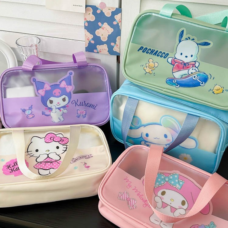 Sanrio officially authorized semi-transparent makeup bag, cute Kuromi makeup bag, portable hand-held small bag wholesale details Picture