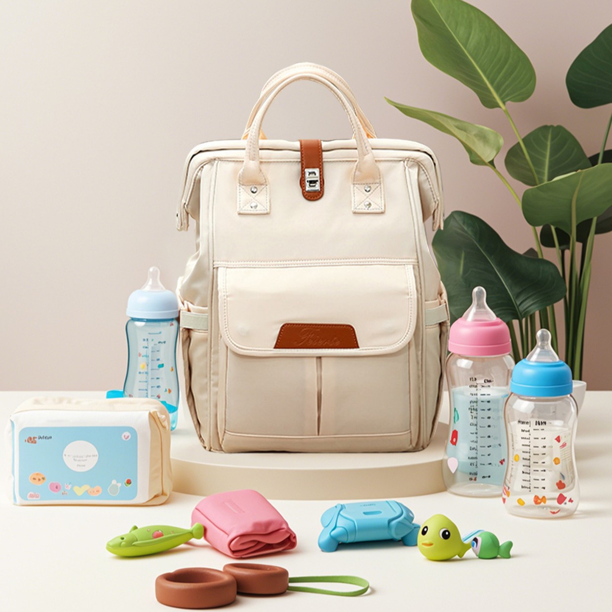 批发新品高级外出储奶保温大容量妈咪包干湿分离奶瓶多功能防水