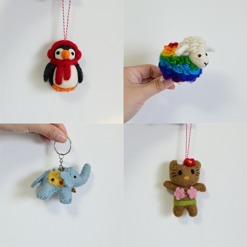 尼泊尔 羊毛毡可爱背包挂件呆萌小动物毛绒公仔挂件钥匙扣礼物