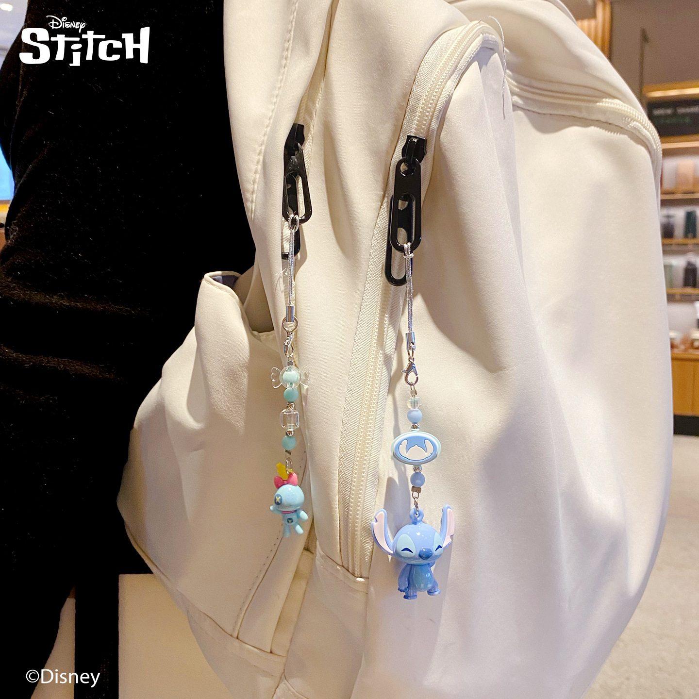Official Stitch playful partner keychain, cute cartoon little nose clip, couple's adorable doll bag pendant Application Scenario