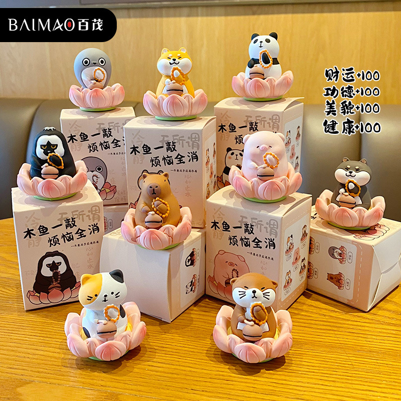 Original Buddhist-style lucky Lotus and Piggy figurines, exquisite resin handicrafts, office desks, car trinkets