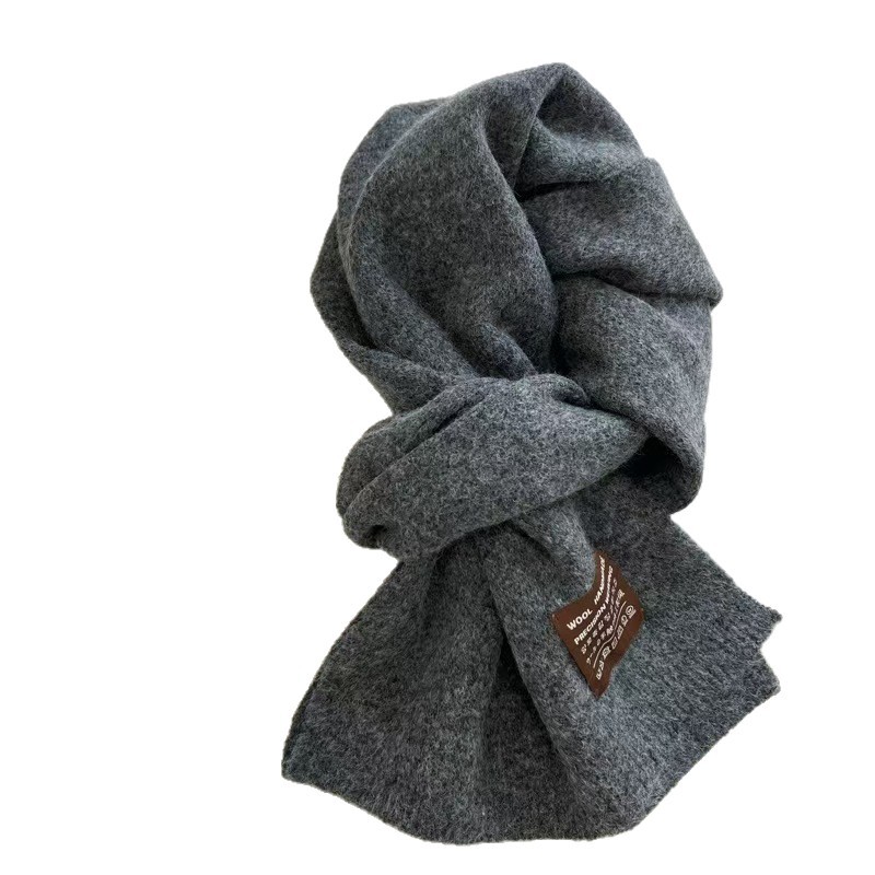 Zhejiang factory Korean version versatile scarves, women's winter solid color scarves, women's thickened wool warm neck protection scarves wholesale Item Picture