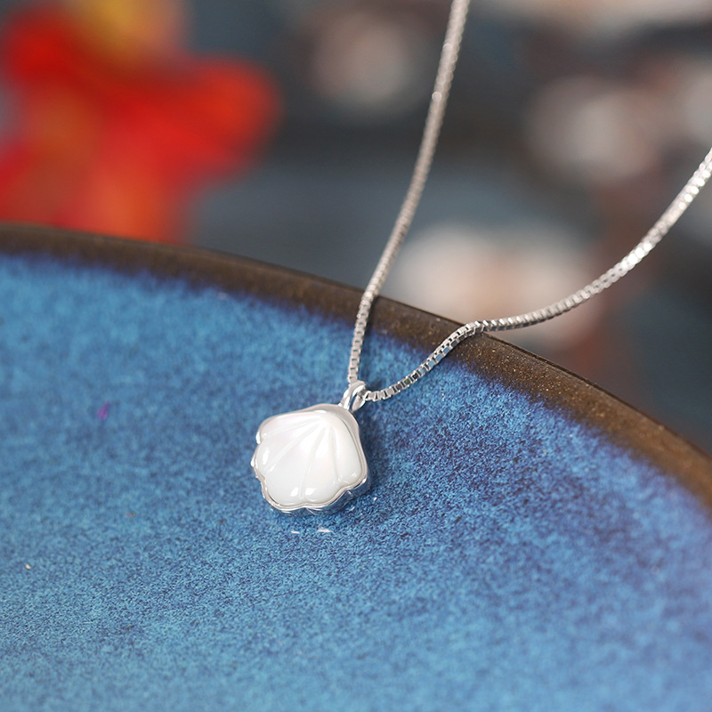 S925纯银一贝子项链女韩版ins小众设计感简约贝母吊坠锁骨链饰品细节图