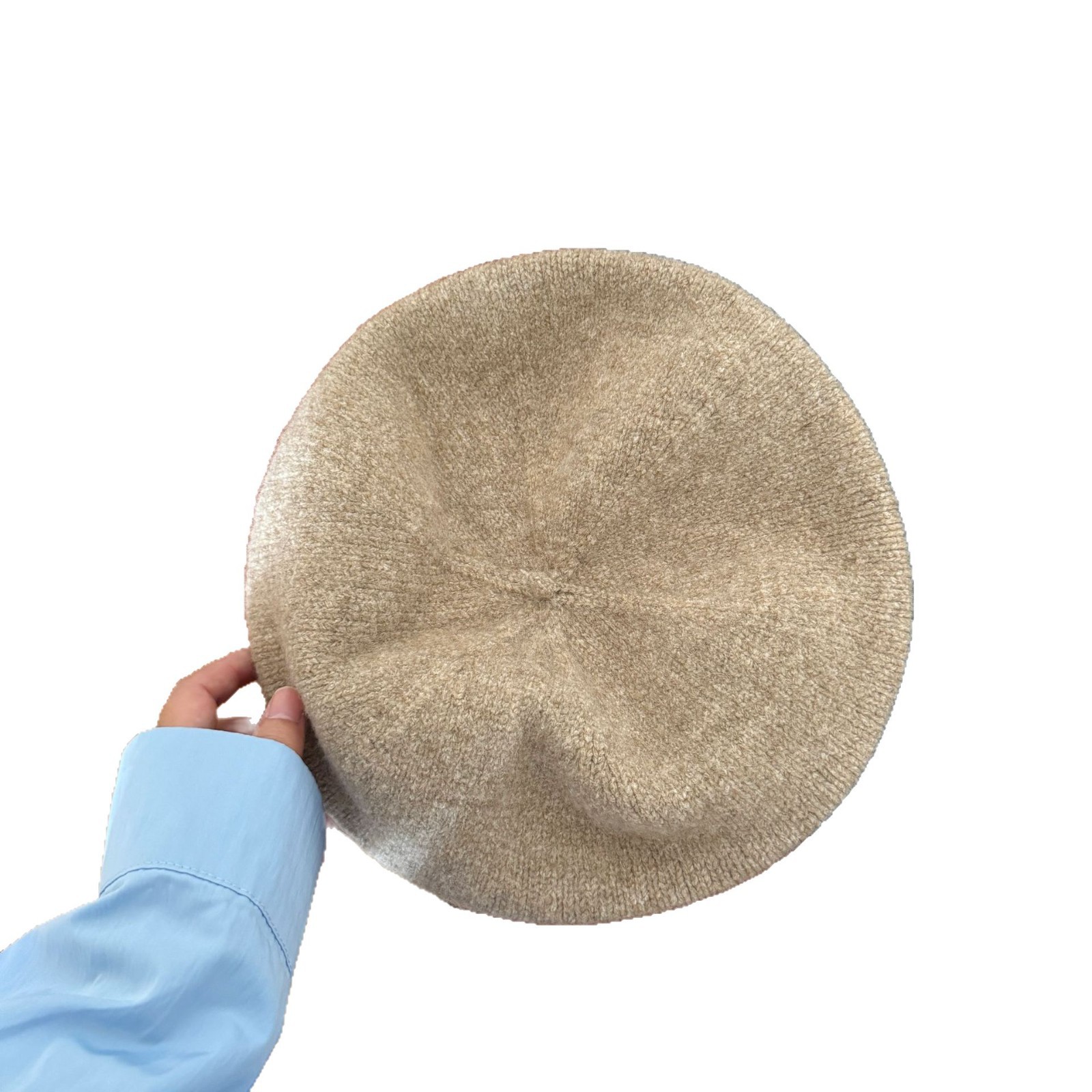 The fluffy fairy-like white rabbit fur beret is a versatile choice for women in autumn and winter. It can be adjusted for warmth. The knitted plush painter hat makes your face look good. The small cold hat is piled up. The Japanese-style rolled-up wool warm knitted bag is super beautiful Item Picture