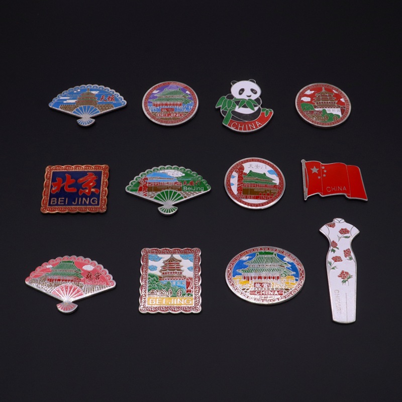 Beijing Cloisonne Chinese-style craft cultural gifts: copper plate, baked paint, low-temperature enamel, and various styles of fridge magnets