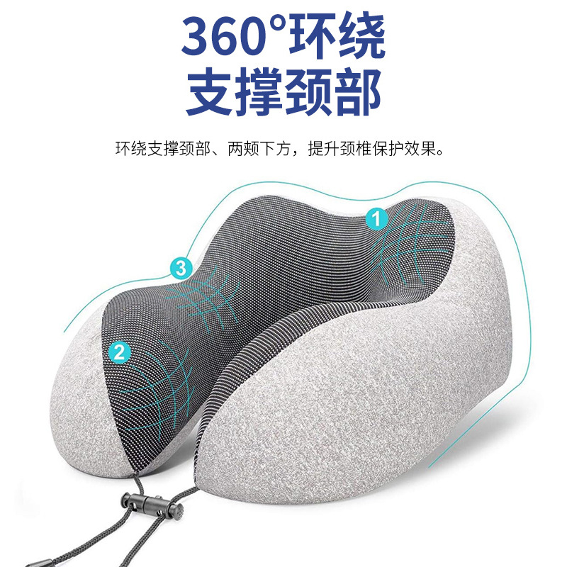 u型枕记忆棉旅行枕护颈枕 汽车飞机睡觉牛奶绒u形枕Travel pillow details Picture
